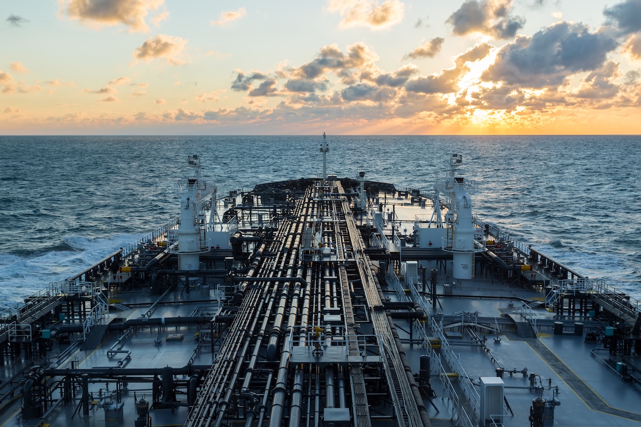 Maritime energy operation at sunset