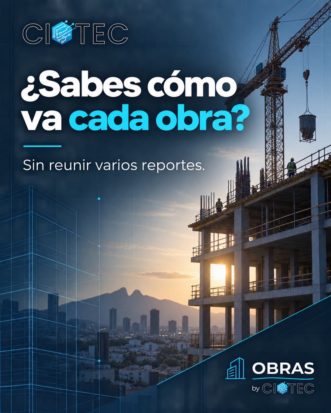Controla presupuestos, compras, gastos y avance de tus proyectos con Obras by CIOTEC. Consulta el margen proyectado por obra y agenda una demo.